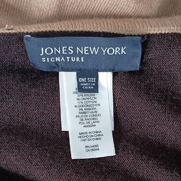 Jones New York Signature Women's One Size Shrug Poncho Brown Soft - Picture 5 of 10
